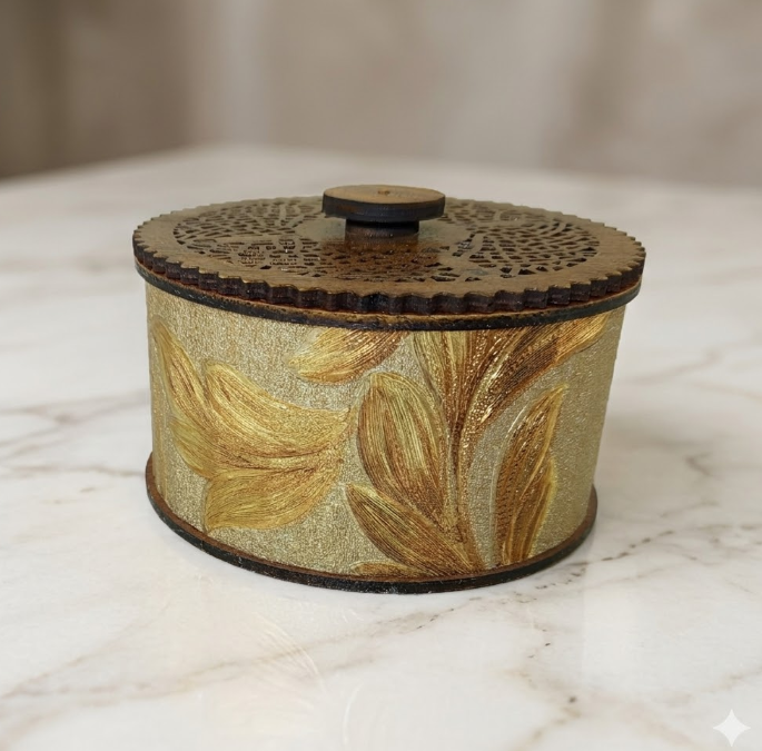 Wooden Round Ornament Box